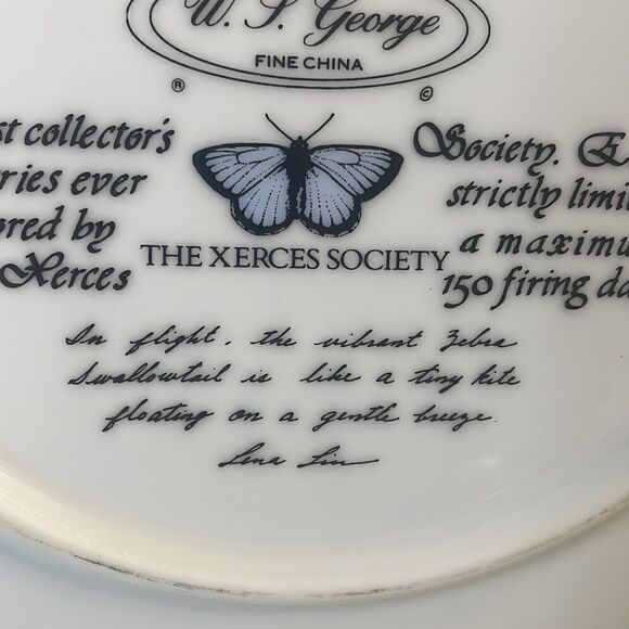 1989 W.S. George Plate”On Gossamer Wings" Series,Plate# 9281B Zebra Swallowtails - Picture 4 of 4